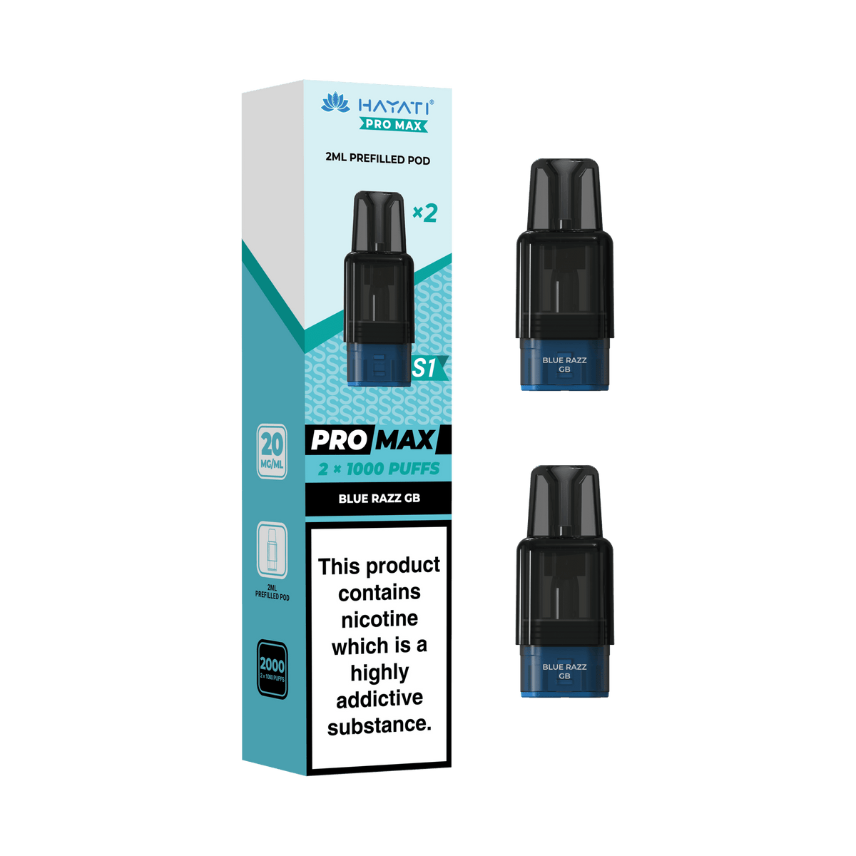 Hayati Pro Max S1 Prefilled Pods Box of 10 Blue Razz GB