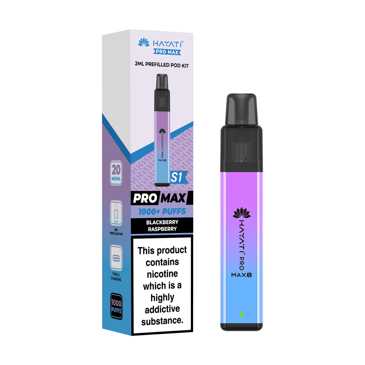 Hayati Pro Max S1 Vape Kit Box of 10 Blackberry Raspberry