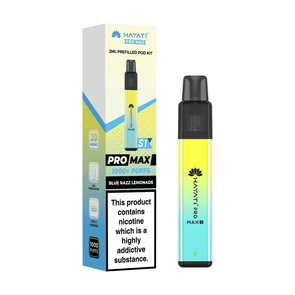 Hayati Pro Max S1 Vape Kit Box of 10 Blue Razz Lemonade
