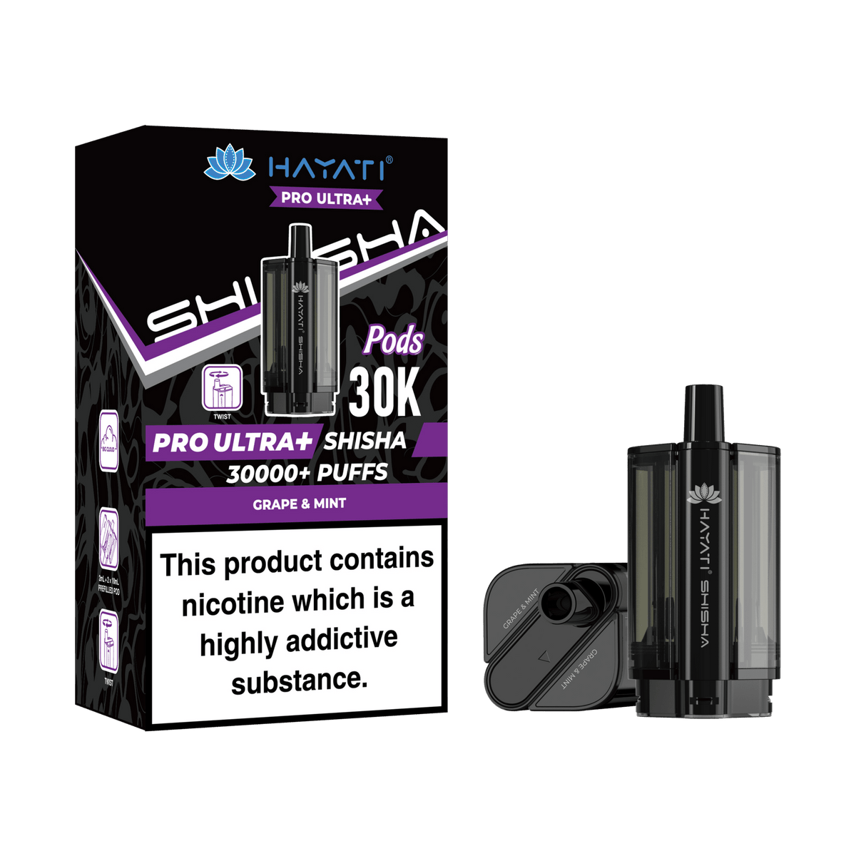 Hayati Pro Ultra Plus Shisha 30k Prefilled Pods Box of 5 Double Apple/Double Apple