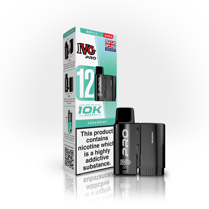 IVG Pro 12 Prefilled Vape Pods Pack of 5 Spearmint