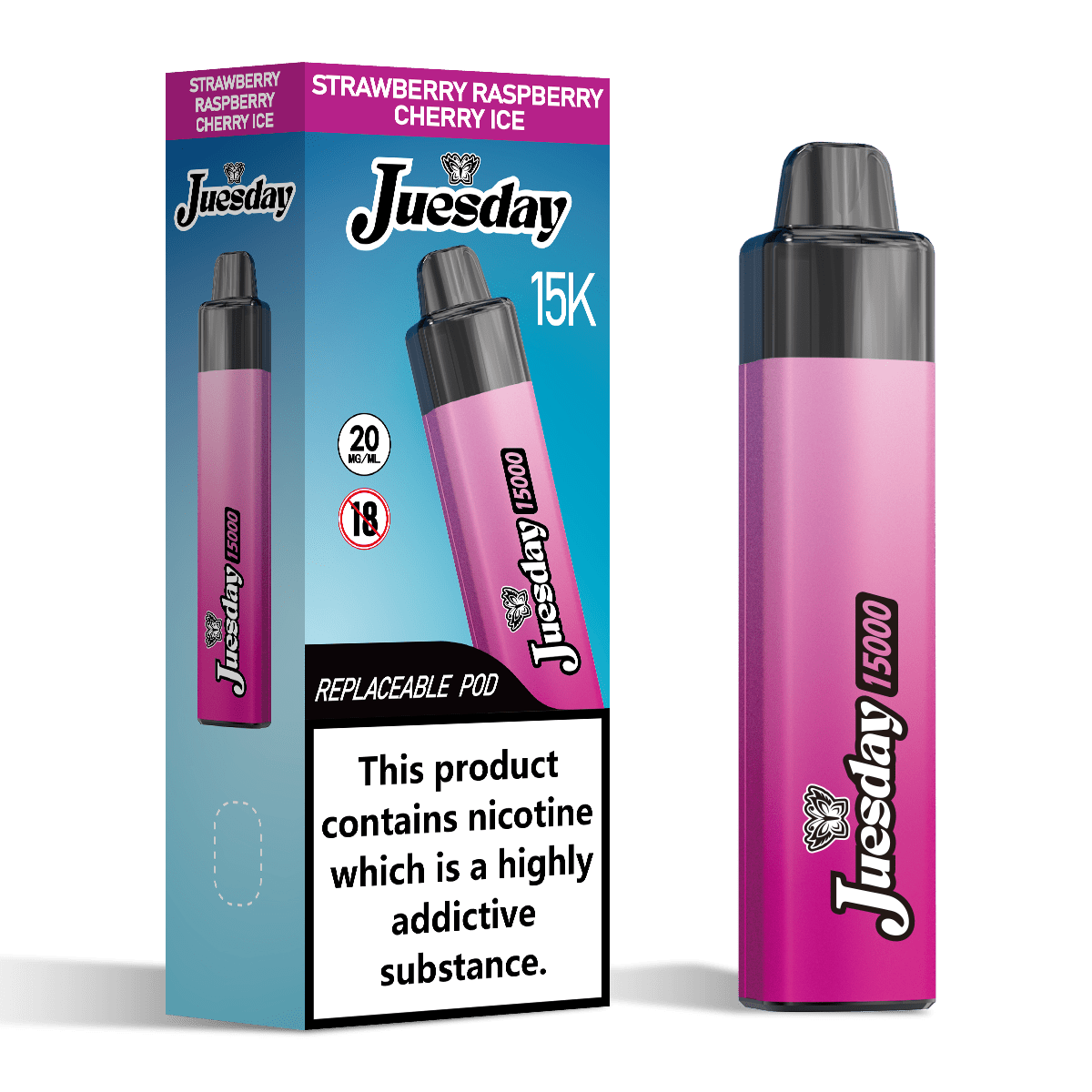 Juesday 15K Prefilled Vape Kit Strawberry Raspberry Cherry Ice