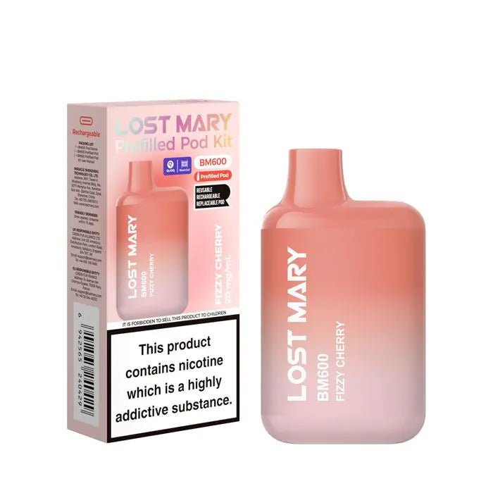Lost Mary BM600 Prefilled Pod Vape Kit - Box of 10 Fizzy Cherry