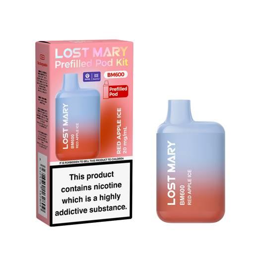 Lost Mary BM600 Prefilled Pod Vape Kit - Box of 10 Red Apple Ice