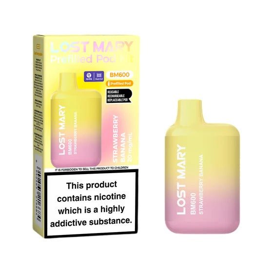 Lost Mary BM600 Prefilled Pod Vape Kit - Box of 10 Strawberry Banana