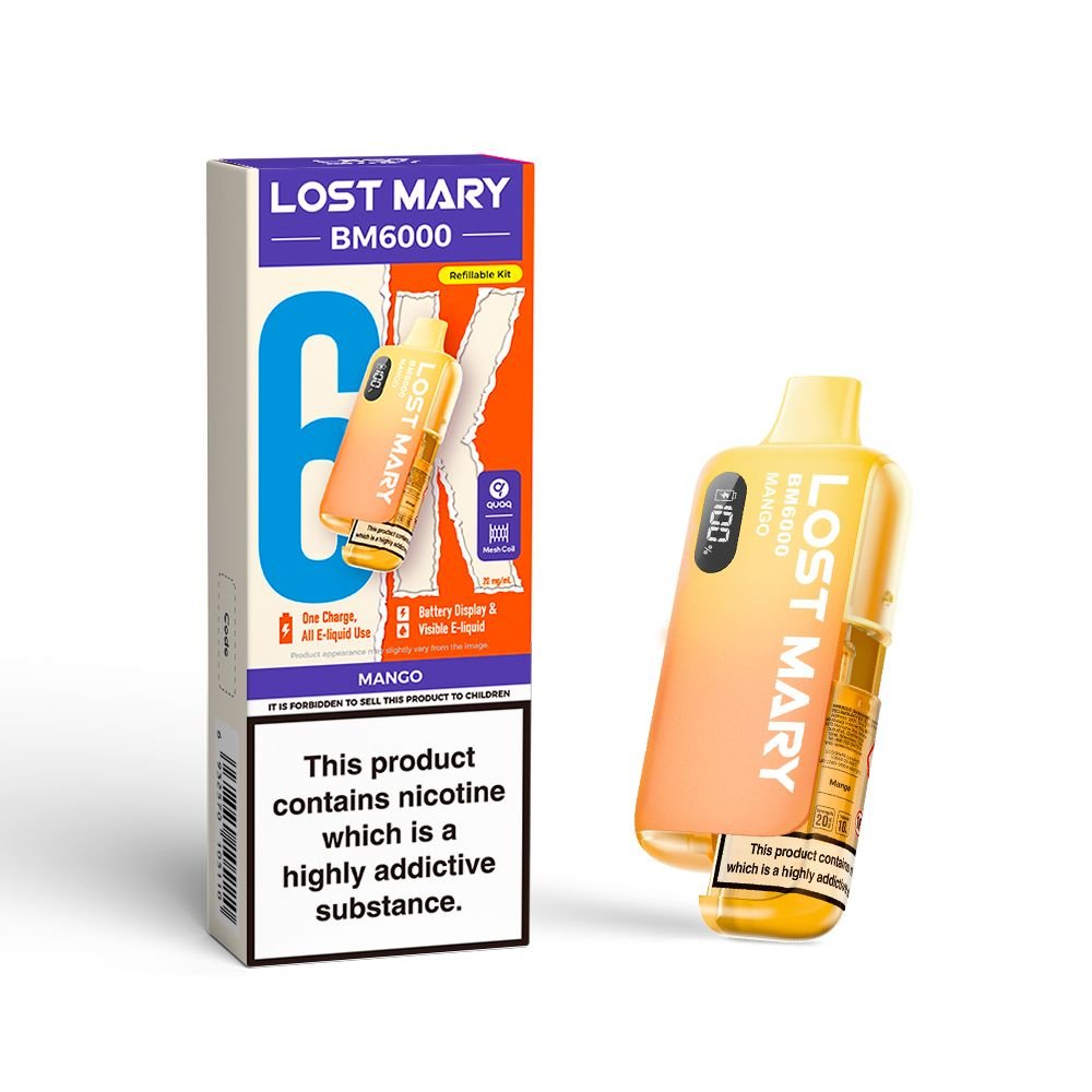 Lost Mary BM6000 Puffs Prefilled Pod Vape kit Box of 5 Mango