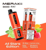 Merakii 3000 Prefilled Pod Vape 4 in 1 Edition - Box of 5 All Stars Edition (4 in 1)