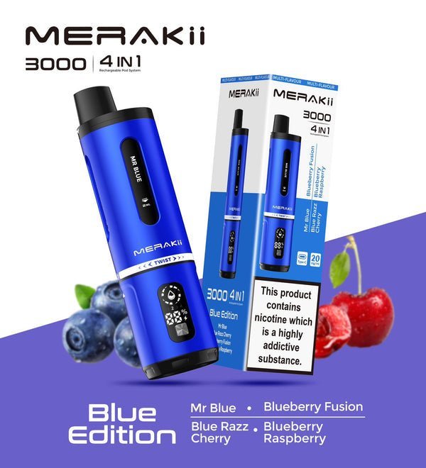 Merakii 3000 Prefilled Pod Vape 4 in 1 Edition - Box of 5 All Stars Edition (4 in 1)
