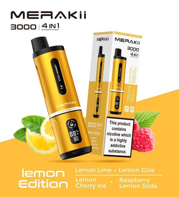 Merakii 3000 Prefilled Pod Vape 4 in 1 Edition - Box of 5 Drinks Edition (4 in 1)