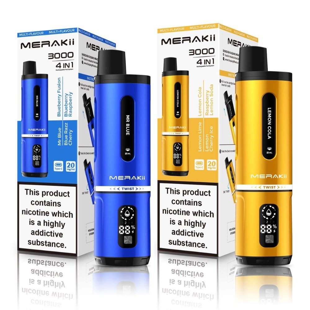 Merakii 3000 Prefilled Pod Vape 4 in 1 Edition - Box of 5 Ice Edition (4 in 1)