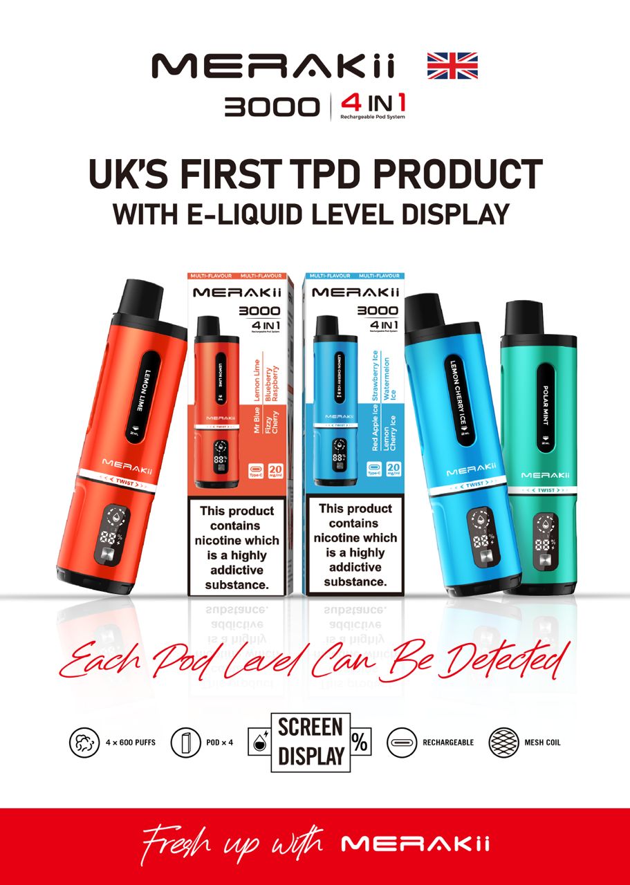 Merakii 3000 Prefilled Pod Vape 4 in 1 Edition - Box of 5 Ice Edition (4 in 1)