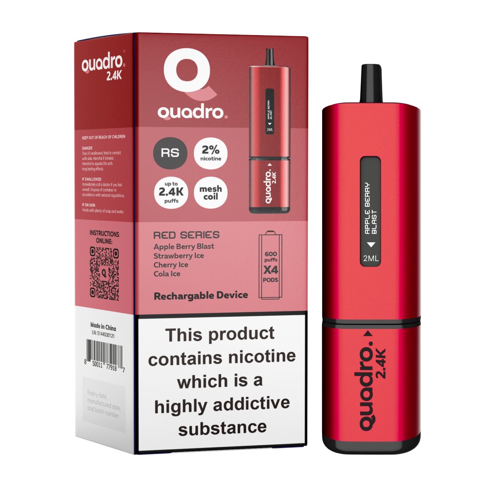 Quadro 2400 Puffs 4 in 1 Disposable Vape Pod Box of 5 - Bulk Vape Wholesale