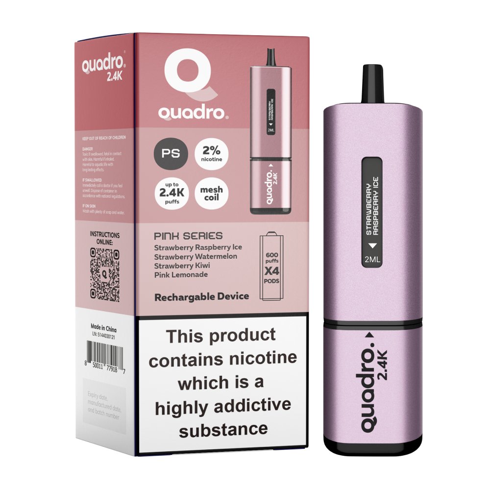 Quadro 2400 Puffs 4 in 1 Disposable Vape Pod Box of 5 - Bulk Vape Wholesale