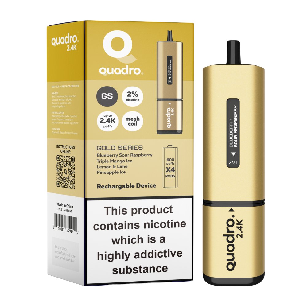Quadro 2400 Puffs 4 in 1 Disposable Vape Pod Box of 5 - Bulk Vape Wholesale