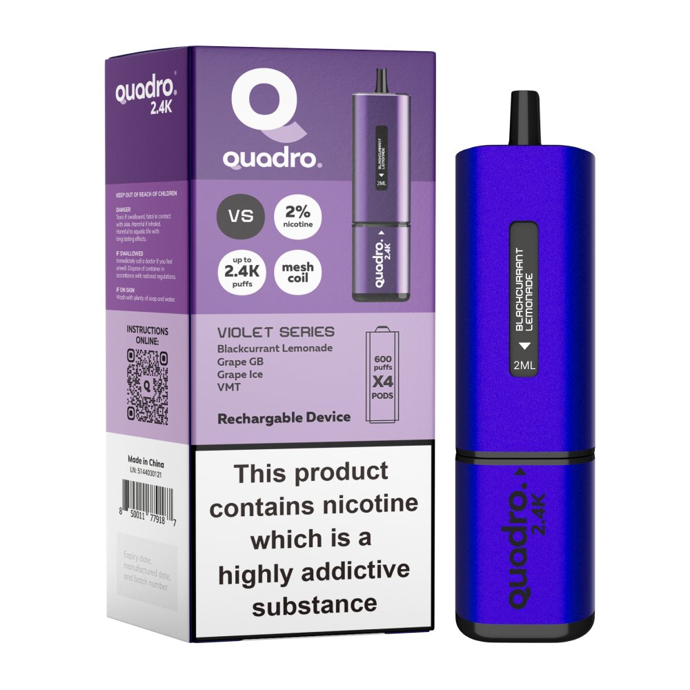 Quadro 2400 Puffs 4 in 1 Disposable Vape Pod Box of 5 - Bulk Vape Wholesale