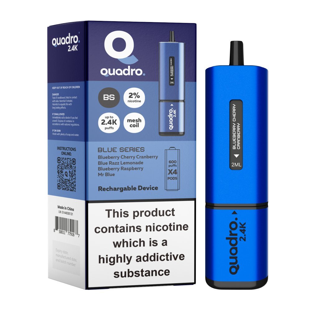 Quadro 2400 Puffs 4 in 1 Disposable Vape Pod Box of 5 - Bulk Vape Wholesale