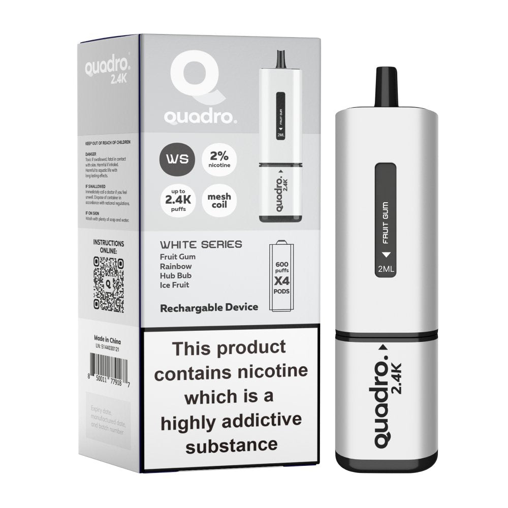 Quadro 2400 Puffs 4 in 1 Disposable Vape Pod Box of 5 - Bulk Vape Wholesale