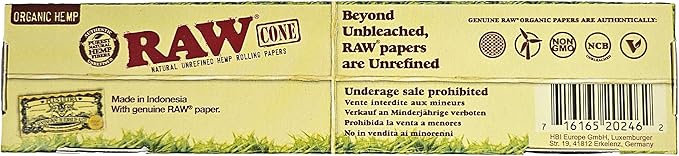 Raw Organic Hemp 32 Cones Pack of 6