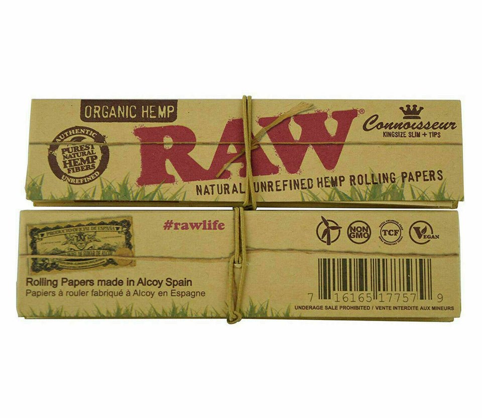 Raw Organic Hemp Connoisseur Rolling Paper King Size 24 Booklets