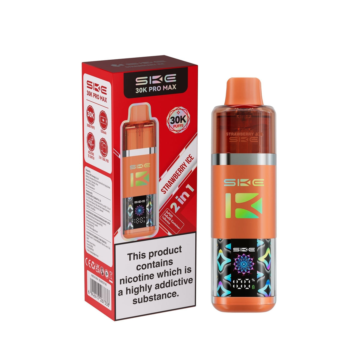 SKE 30k Pro Max Prefilled Vape Kit Box of 5 Strawberry Ice