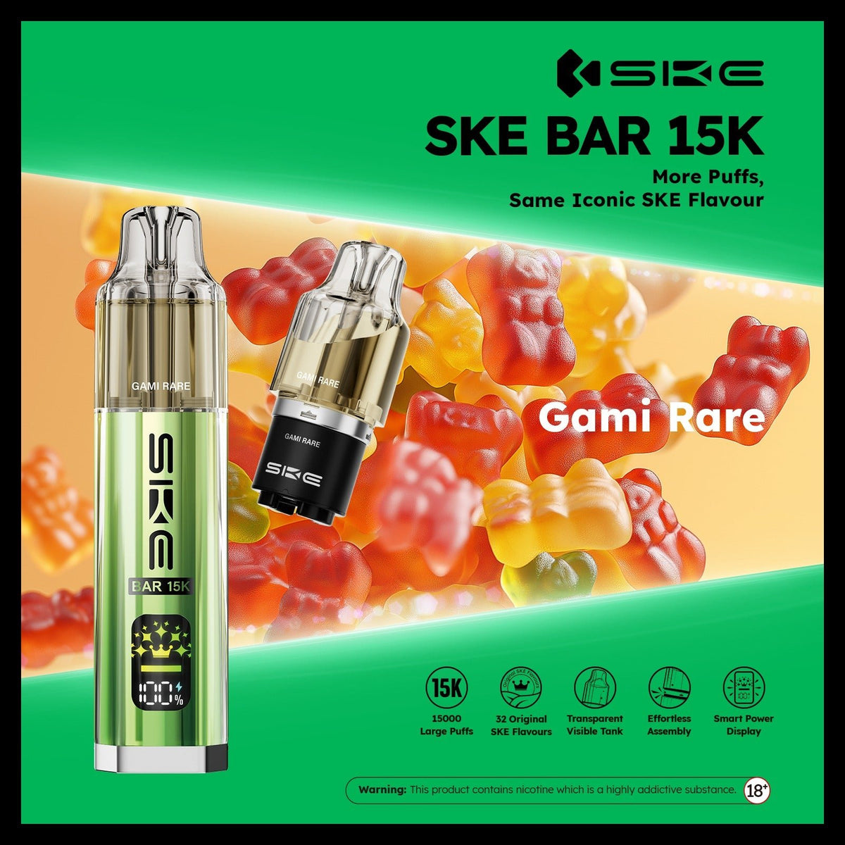 Ske Bar 15k Prefilled Pod Vape Kit - Pack of 5 Gami Rare *New*