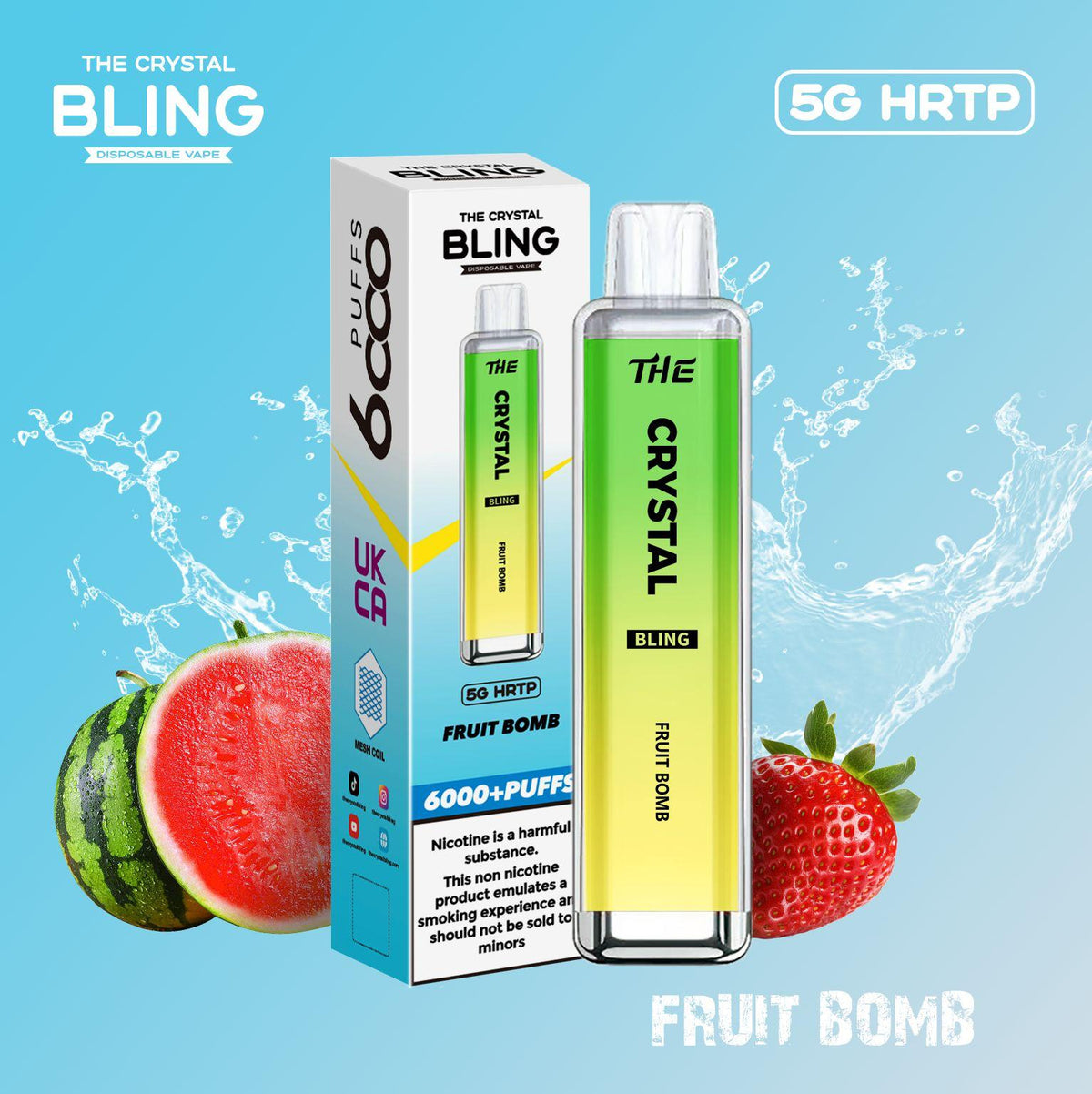 Buy The Crystal Bling 6000 Disposable Vape 5G HRTP Box of 10 - Bulk Vape Wholesale
