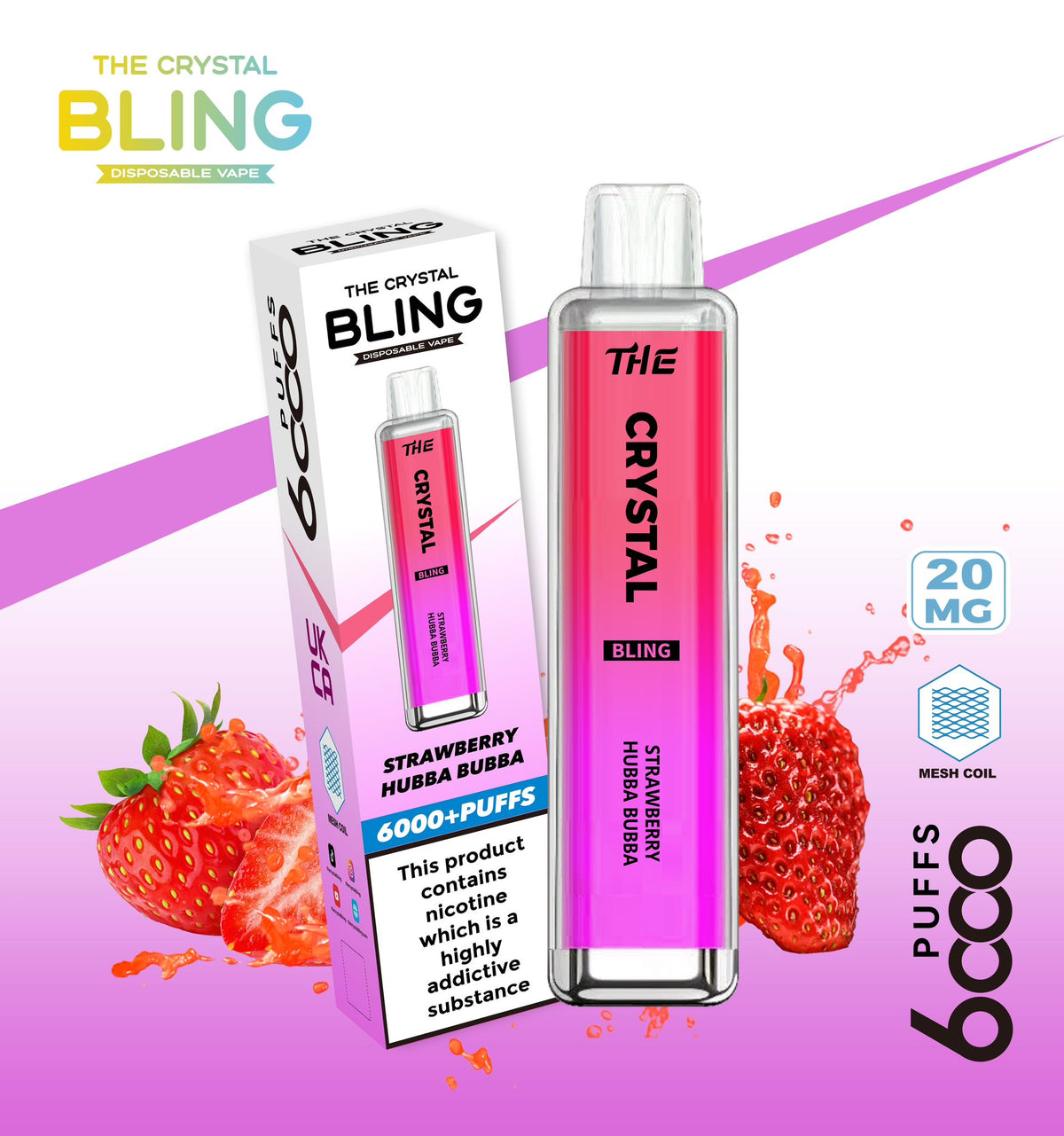 The Crystal Bling 6000 Prefilled Pod Vape - Box of 10 Rocky Candy Orange (14.99)