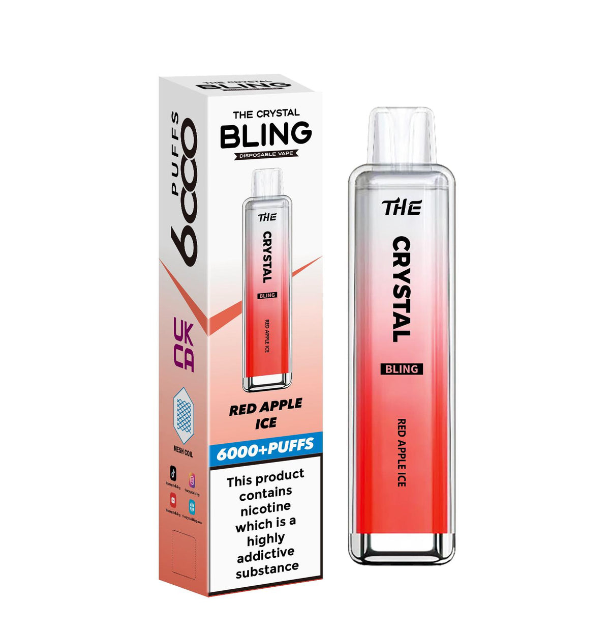 The Crystal Bling 6000 Prefilled Pod Vape - Box of 10 Rocky Candy Orange (14.99)