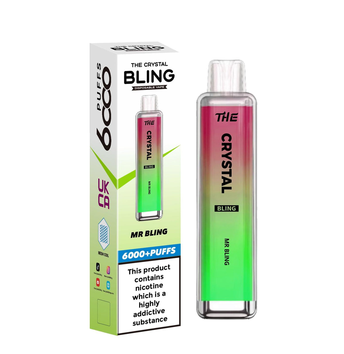 The Crystal Bling 6000 Prefilled Pod Vape - Box of 10 Rocky Candy Orange (14.99)