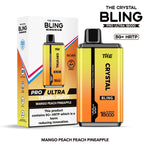 The Crystal Bling Pro Ultra 18000 Puffs Disposable Vape Box of 5 Mango Peach Pineapple