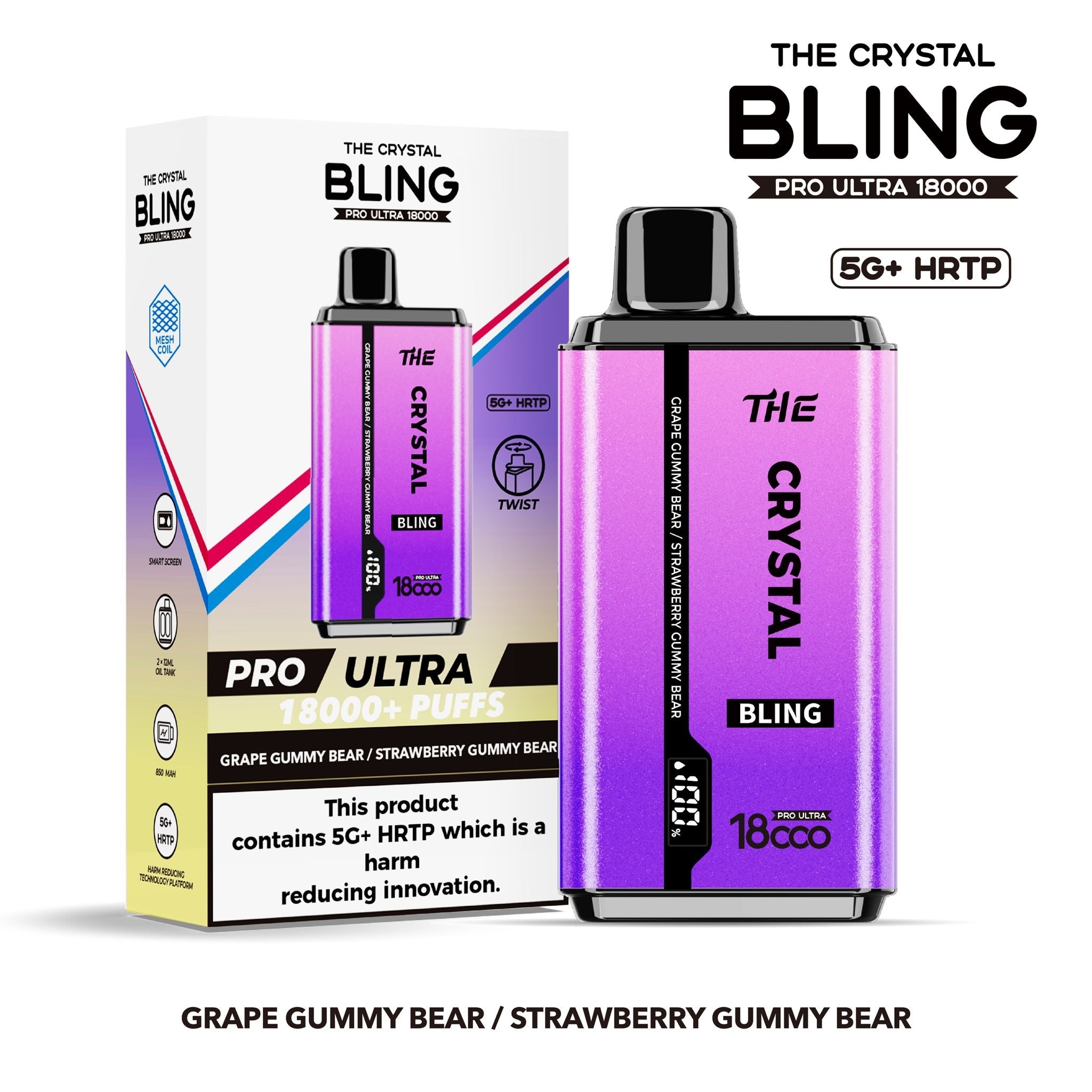 18000 puffs disposable vape wholesale Crystal Bling Pro Ultra 18000 Prefilled Pod Kit Box of 5