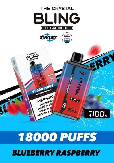 The Crystal Bling Pro Ultra Twist 18k Prefilled Pod Vape Box of 10 Blueberry Raspberry