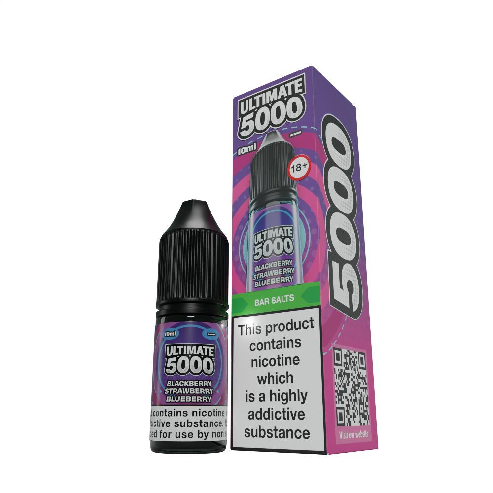 Ultimate 5000 Nic Salt 10ml E - Liquid Box of 10 Blackberry Strawberry Blueberry
