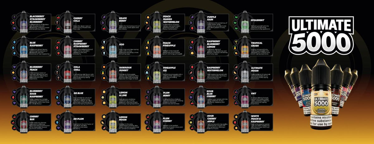 Ultimate 5000 Nic Salt 10ml E - Liquid Box of 10 H2O