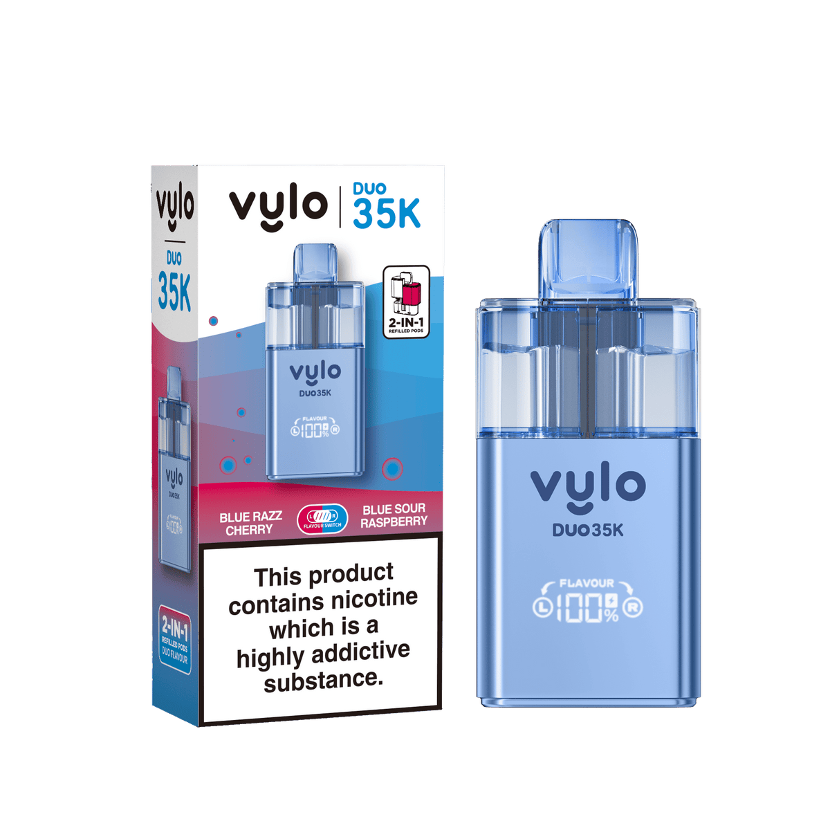 Vylo Duo 35k Prefilled Pod Kit Box of 5 Blue Razz Cherry/Blue Sour Raspberry