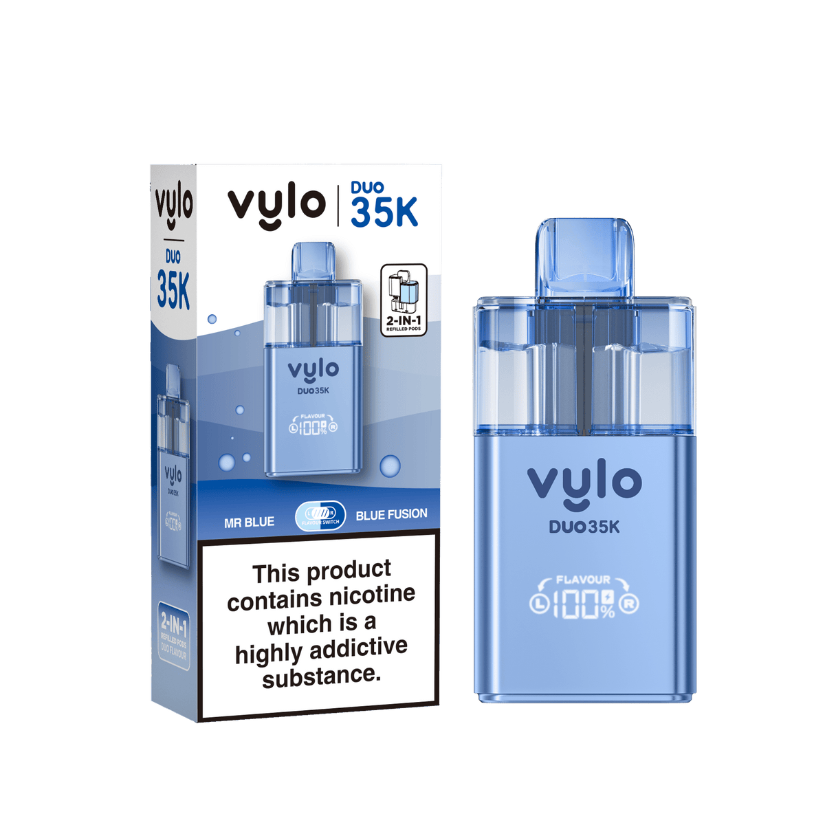 Vylo Duo 35k Prefilled Pod Kit Box of 5 Mr Blue/Blue Fusion
