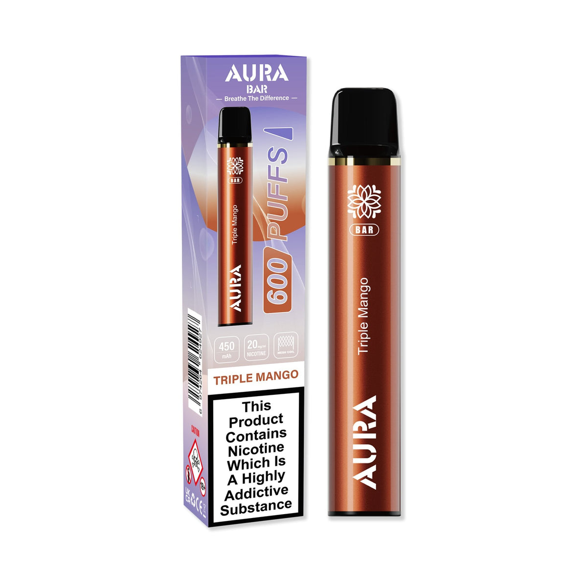 Aura Bar 600 Puffs Disposbale Vape Pod Box of 10 - Bulk Vape Wholesale
