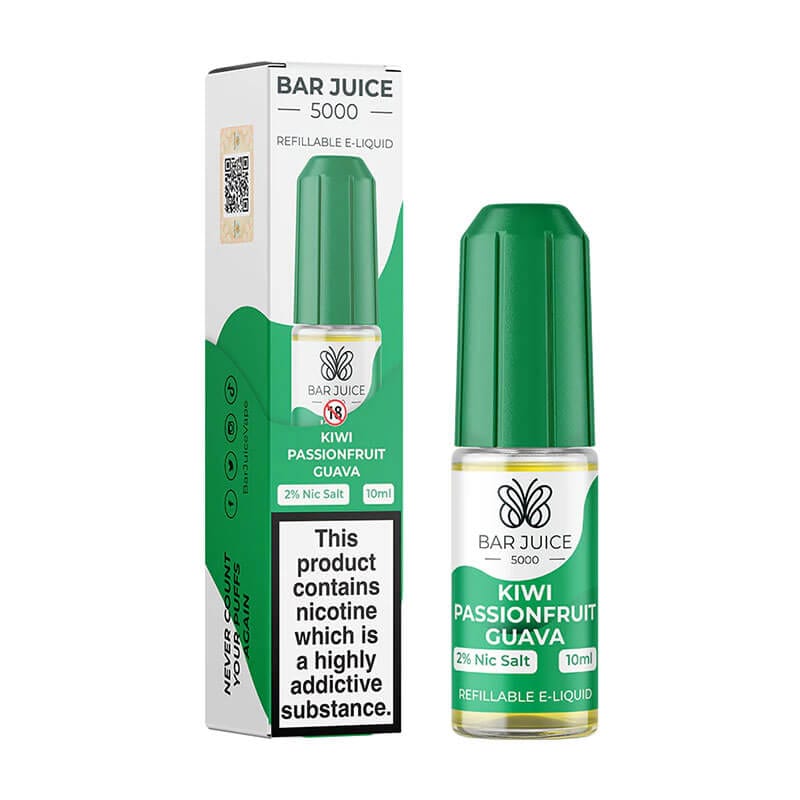 Bar Juice 5000 10ml Nic Salts E - liquids Box of 10 Kiwi Passionfruit Guava