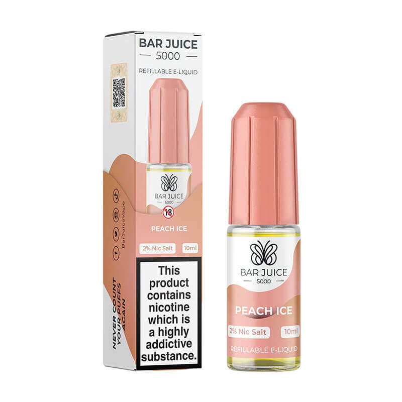 Bar Juice 5000 10ml Nic Salts E - liquids Box of 10 Peach Ice
