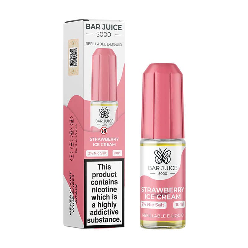 Bar Juice 5000 10ml Nic Salts E - liquids Box of 10 Strawberry Ice Cream
