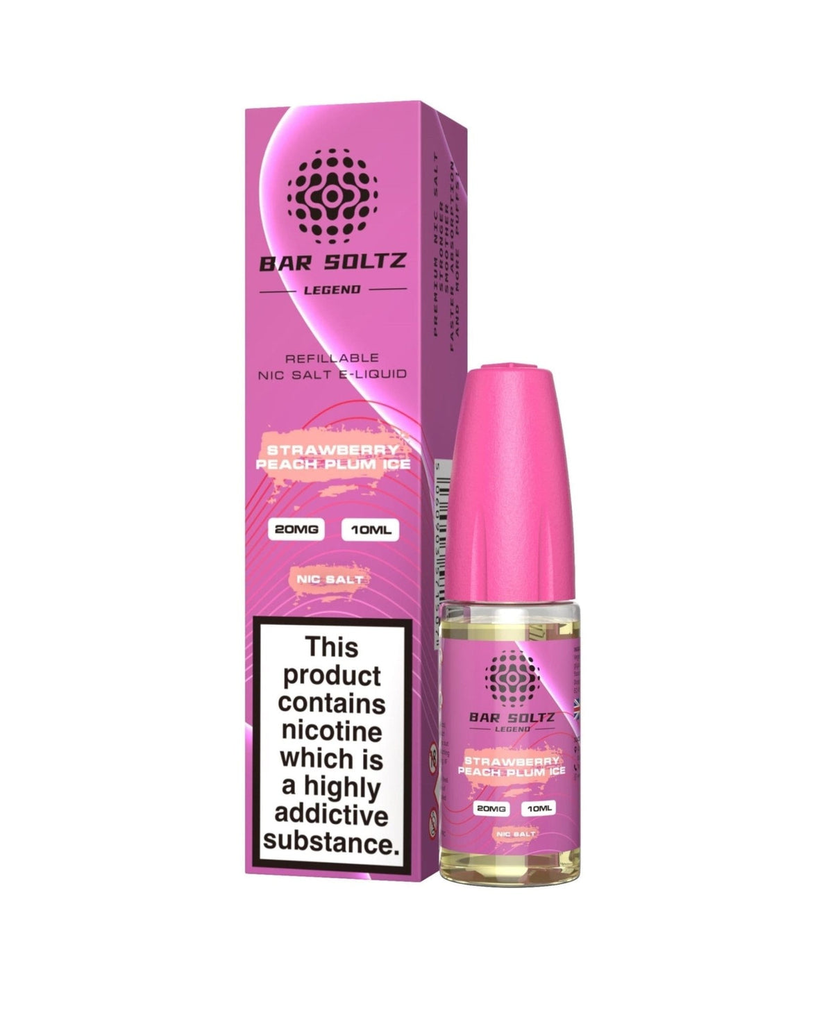 Bar soltz 10ml Nic Salt Pack of 10 Strawberry Peach Plum