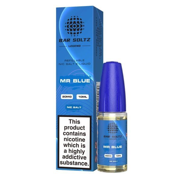 Bar Soltz Legend Nic Salts 10ml E - liquids - Box of 10 Mr Blue