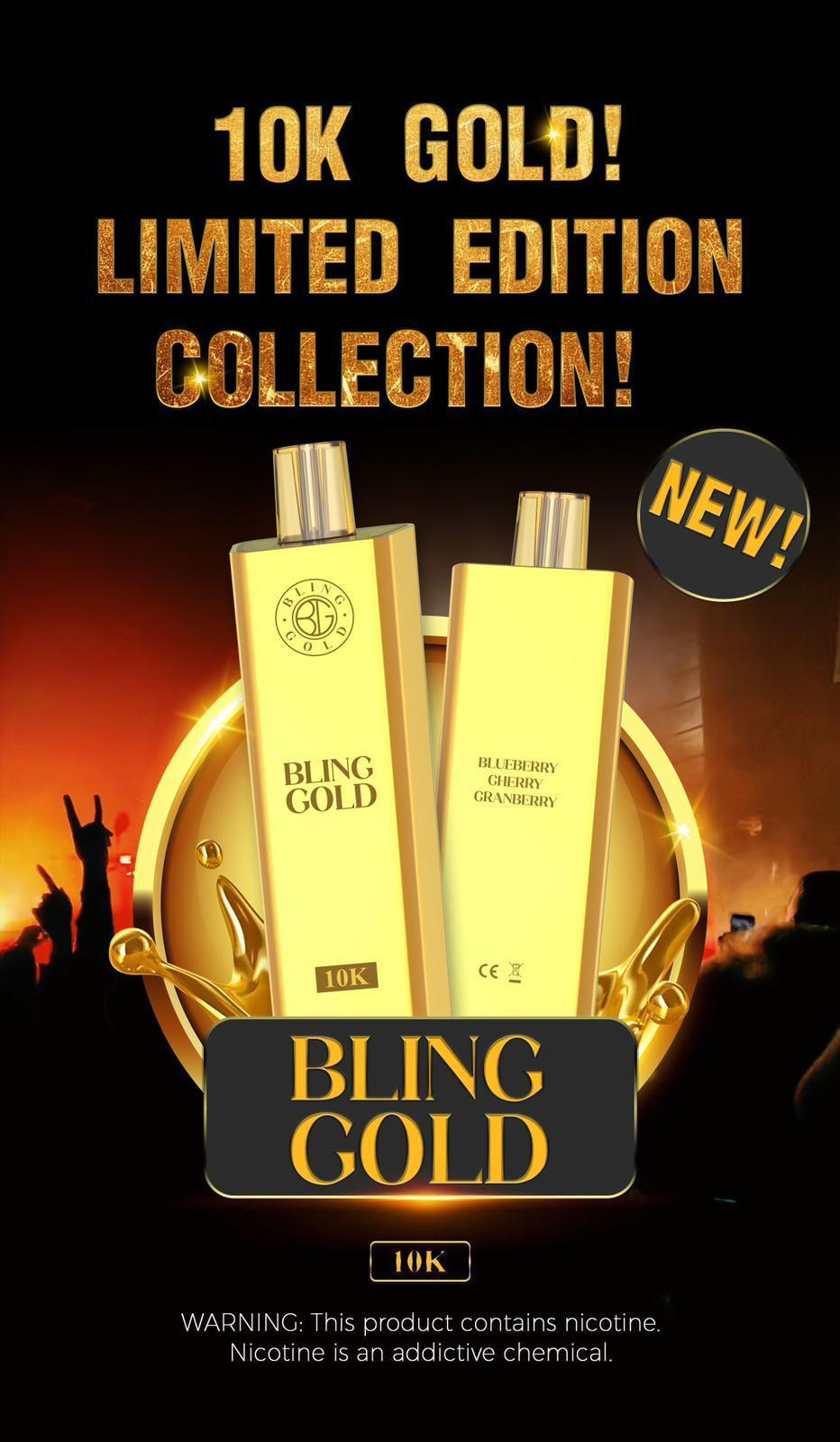 Bling Gold 10000 Puffs Disposable Vape Box of 10 UK | Bulk Vape Wholesale Bling Gold 10000 Puffs Disposable Vape Box of 10 UK | Bulk Vape Wholesale