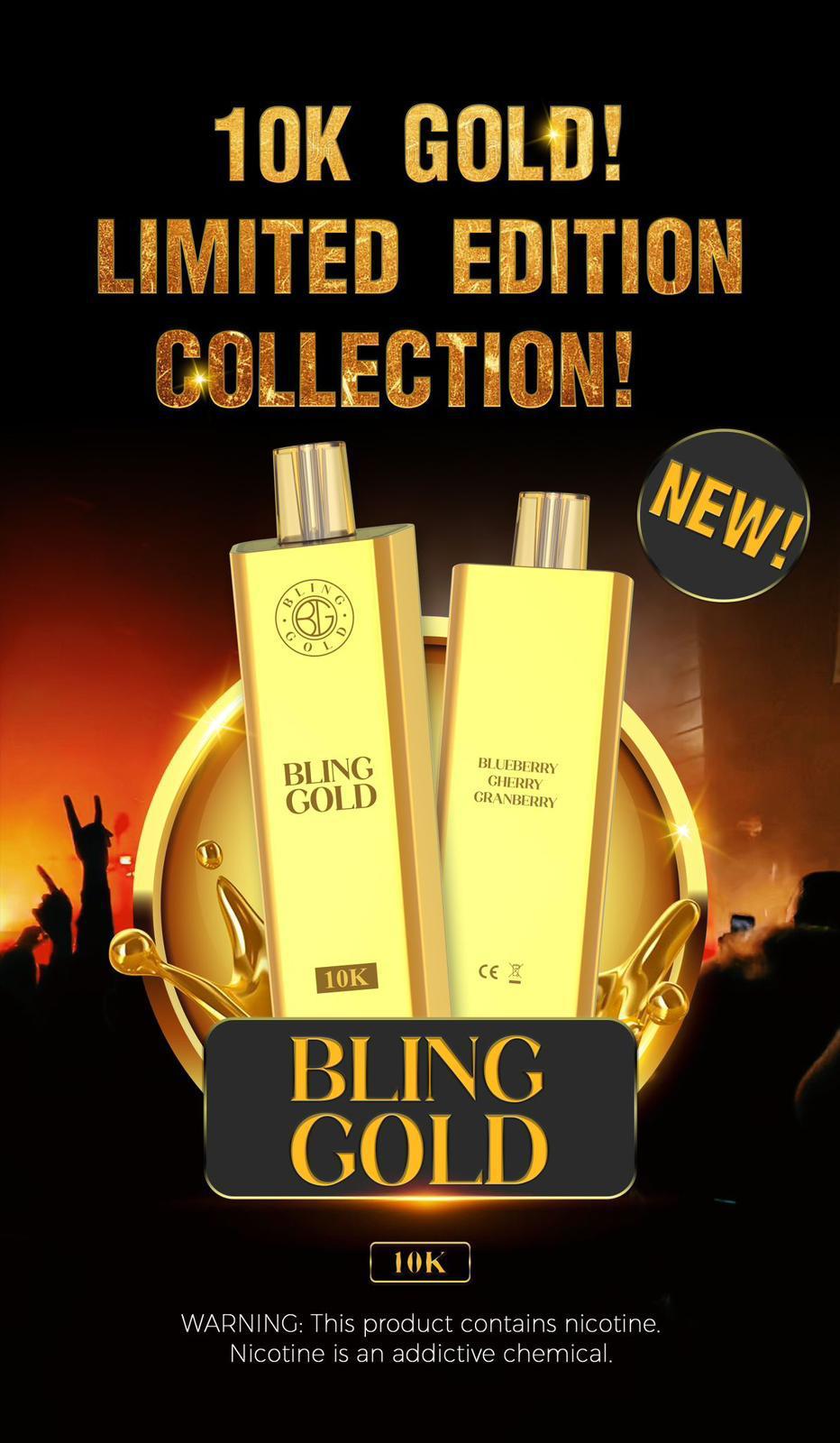 Gold Bling 10000 Disposable Vape Puff Pod Bar Box of 10-Mr Bling-vapeukwholesale