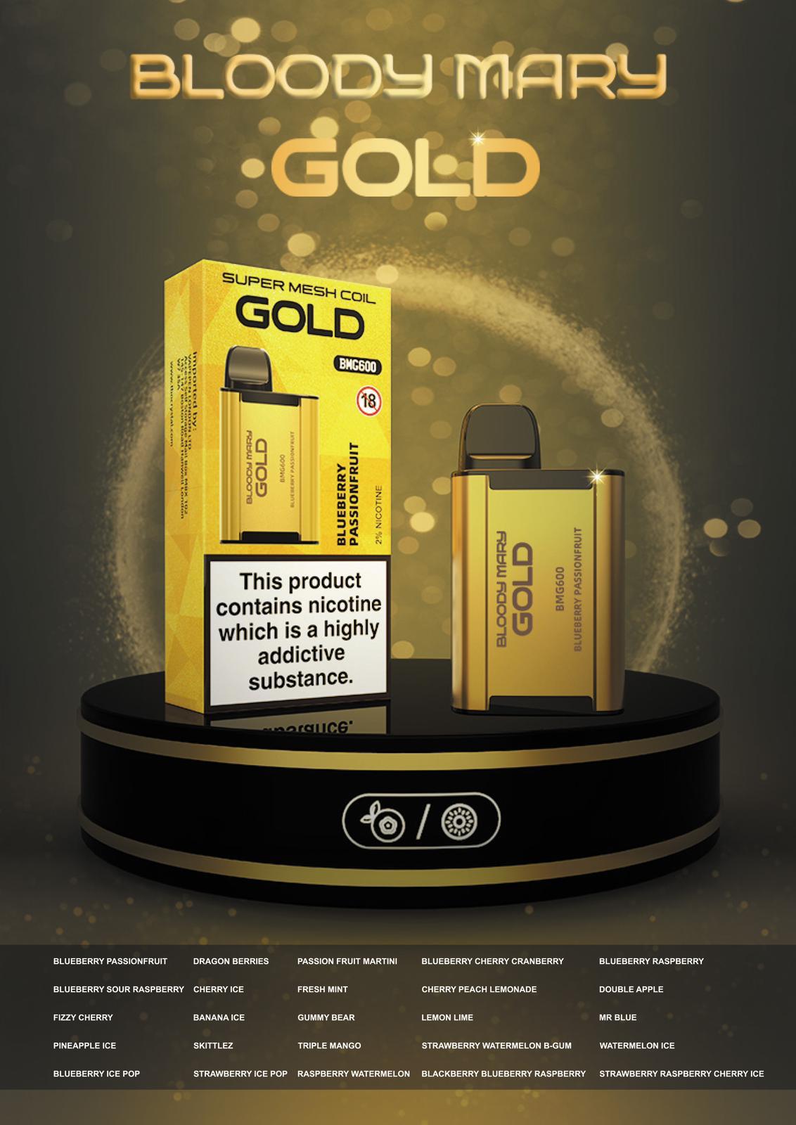 Bloody Mary Gold BMG600 Disposable Vape Pod Box of 10 - Bulk Vape Wholesale