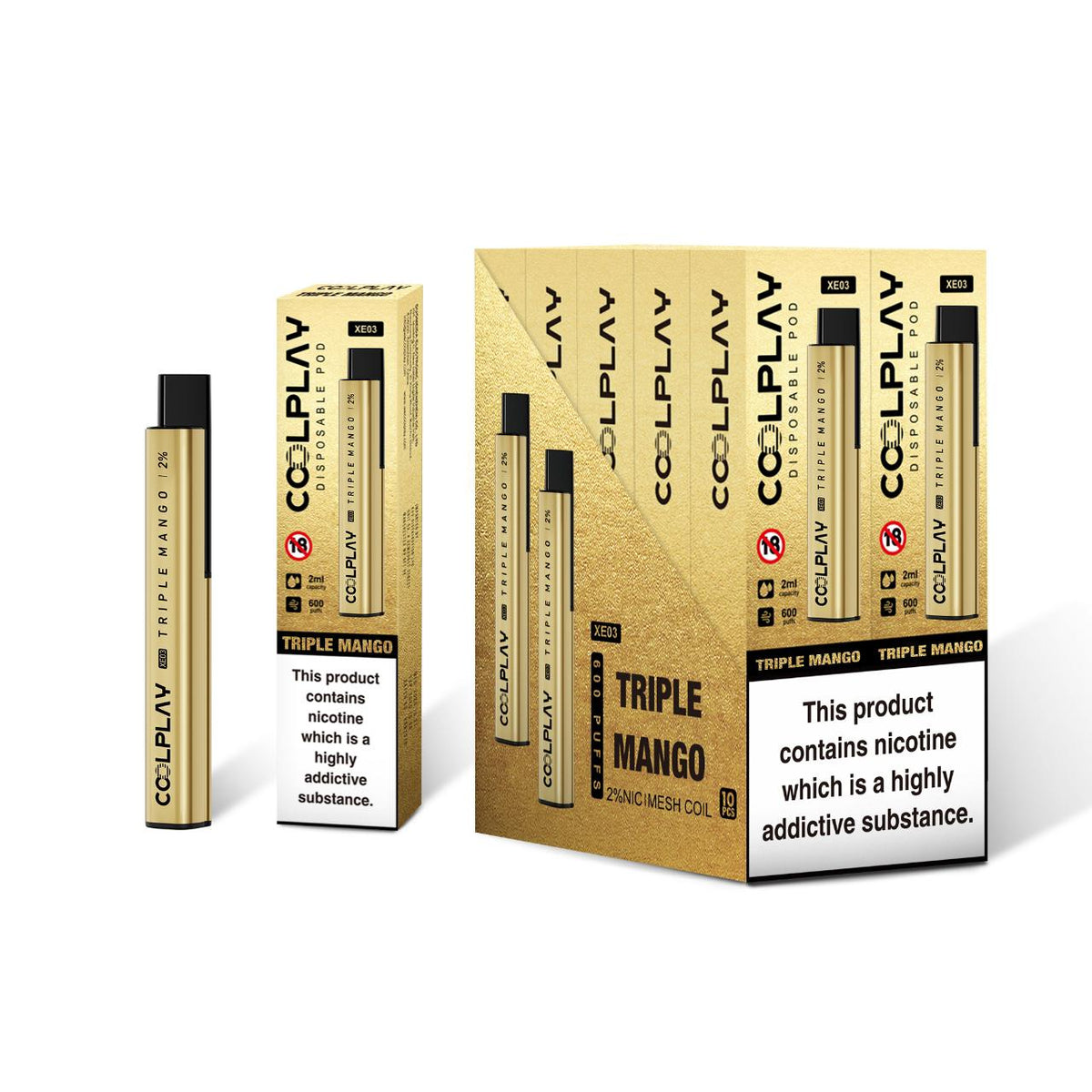 Coolplay XE03 600 Puffs Disposable Vape Pod Box of 10 - Bulk Vape Wholesale