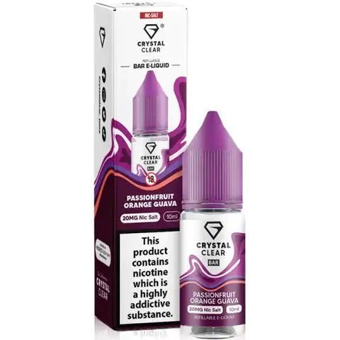 Crystal Clear Nic Salts 10ml - Pack of 10 Passionfruit Orange Guava