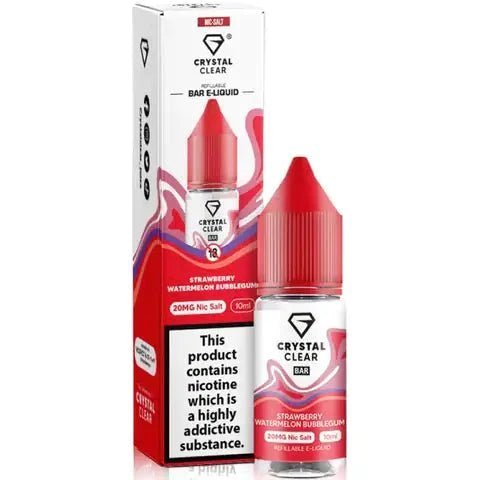 Crystal Clear Nic Salts 10ml - Pack of 10 Strawberry Watermelon Bubblegum