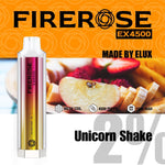 Firerose 4500 Puffs Disposable Vape Pod - Box of 10 Unicorn Shake