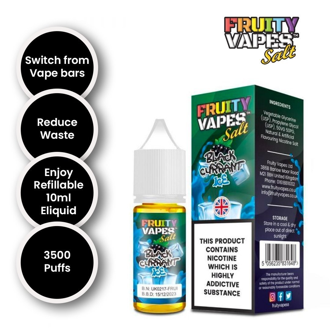 Fruity Vapes Salt 10ml Nic Salts Box of 10 Blackcurrant Ice